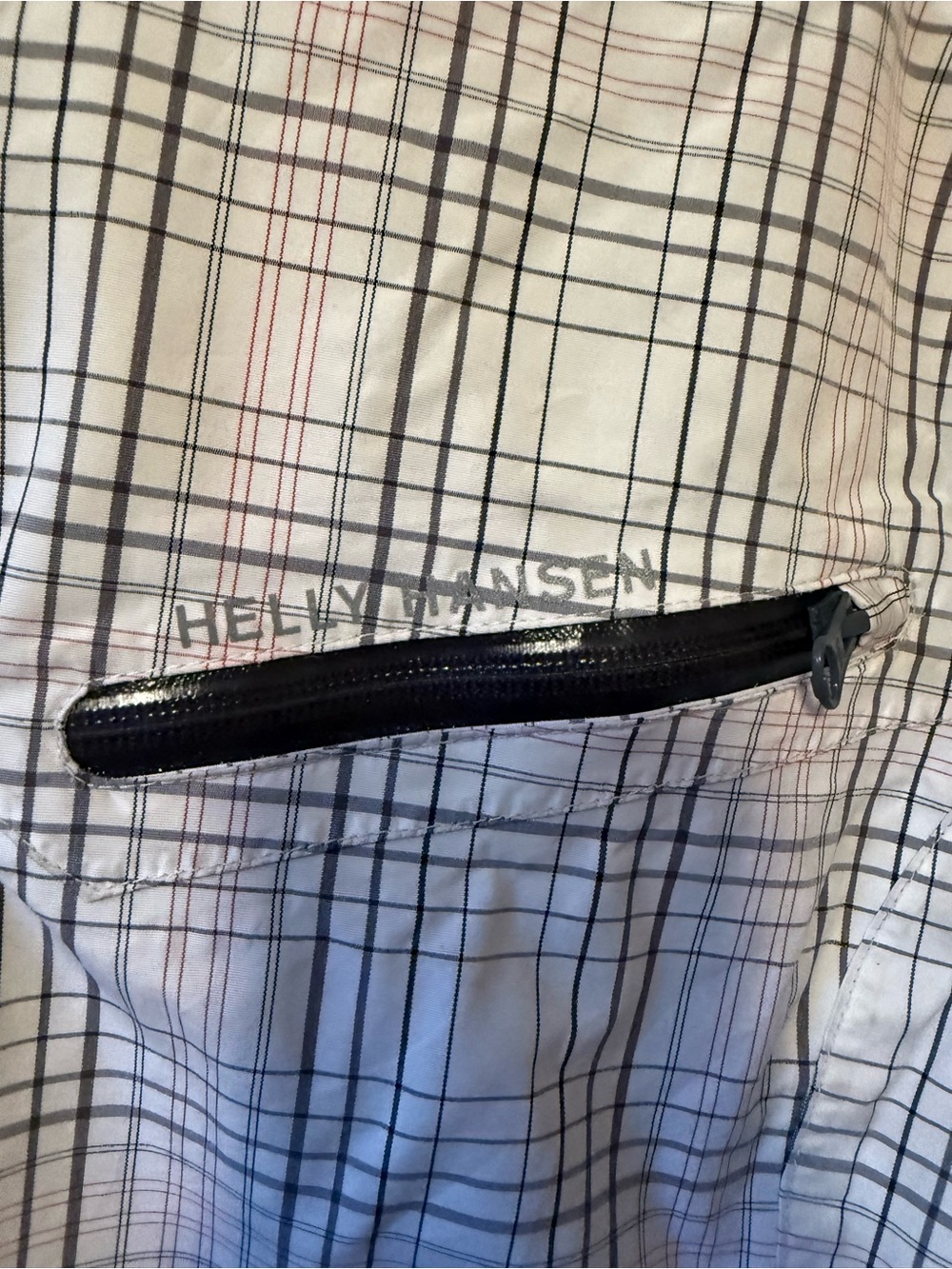 Helly Hansen White Plaid Shell Wind and Rain Coat - Picture 2 of 10